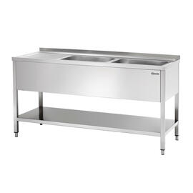 kitchen sink with drainboard on the left 2 basins | 500 x 500 x 250 mm with bottom shelf L 1600 mm W 700 mm product photo
