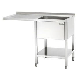 sink centre with drainboard on the left 1 basin | 400 x 500 x 250 mm with bottom shelf L 1200 mm W 700 mm product photo
