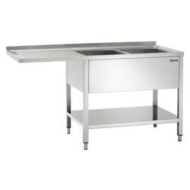 sink centre with drainboard on the left 2 basins | 400 x 500 x 250 mm with bottom shelf L 1600 mm W 700 mm product photo