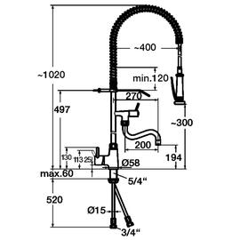 Single lever with dish spray  H 1540 mm product photo  S