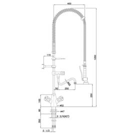 two handle mixer with dish spray 26L-1801B 1/2" outreach 400 mm discharge height 250 mm  H 1050 mm product photo  S