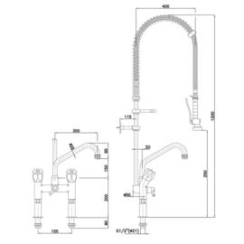 two handle mixer 40L-1802B 1/2" outreach 400 mm discharge height 250 mm  H 1200 mm product photo  S