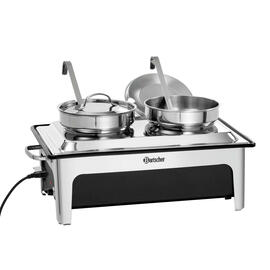 electric soup station with 2 pots 230 volts 2200 watts  L 636 mm  H 460 mm product photo  S