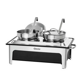 electric soup station with 2 pots 230 volts 2200 watts  L 636 mm  H 460 mm product photo  S