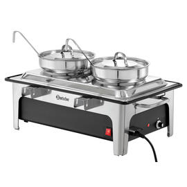 electric soup station with 2 pots 230 volts 2200 watts  L 636 mm  H 460 mm product photo  S