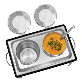 electric soup station with 2 pots 230 volts 2200 watts  L 636 mm  H 460 mm product photo  S