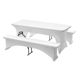 cover set Multi 1830-W 1 table cover | 2 bench covers white non-iron product photo  S