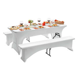 cover set Multi 1830-W 1 table cover | 2 bench covers white non-iron product photo