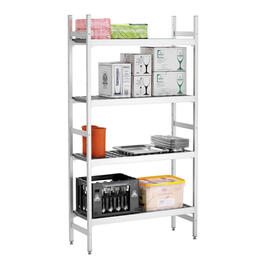 rack system Kit 1 plastic aluminium 960 mm 360 mm  H 1800 mm 4 grid shelf (shelves) shelf load 165 kg bay load 600 kg product photo