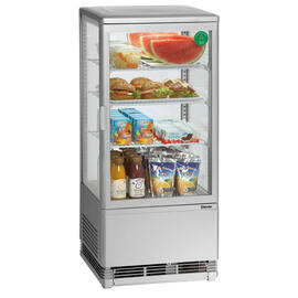 refrigerated mini vitrine silver coloured 78 ltr 230 volts | 3 shelves product photo