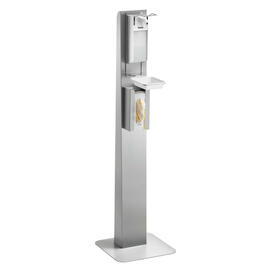hygiene column DH1 1460 | suitable for glove dispenser K10 | disinfectant dispenser PS 0.9L-W | drip tray L 400 mm W 400 mm H 1462 mm product photo  S