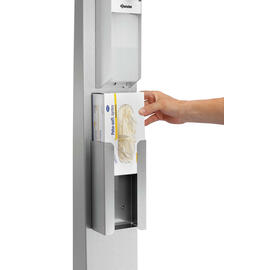 hygiene column DH1 1460 | suitable for glove dispenser K10 | disinfectant dispenser PS 0.9L-W | drip tray L 400 mm W 400 mm H 1462 mm product photo  S