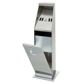 stand ashtray stainless steel silver coloured with front flap  H 870 mm product photo  S