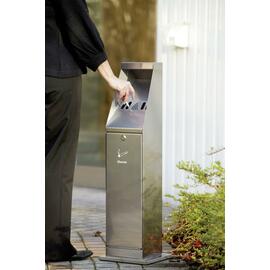 stand ashtray stainless steel silver coloured with front flap  H 870 mm product photo  S
