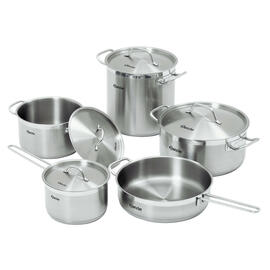 9-piece cooking pot set stainless steel 4 pots|4 lids|1 pan  | cold handles product photo