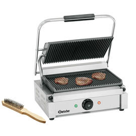 contact grill Panini | 230 volts | cast iron • grooved • grooved product photo