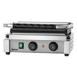 contact grill 1R | 230 volts | enamelled cast iron • grooved • grooved product photo  S