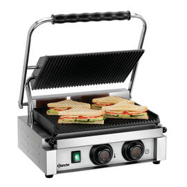contact grill Panini-MDI 1R | enamelled cast iron • grooved • grooved product photo