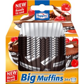 Disposable baking molds Big muffin, 24 pieces per pack, extra stable form - stand alone, also without muffin sheet, in a trendy design product photo