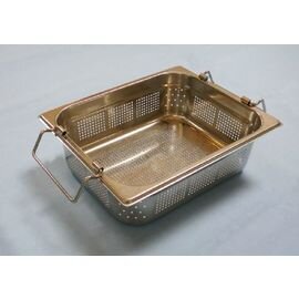 GN container GN 1/2  x 100 mm BGN1/2-100 P perforated stainless steel 0.8 mm | stackable folding handles product photo
