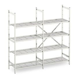 standing rack NORM 5 stainless steel 4150 mm 400 mm  H 1800 mm 4 wire grid shelf (shelves) shelf load 100 kg bay load 600 kg product photo