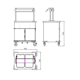 food trolley SPTW 2EBH 2WF | thermal bridge | sneeze guard product photo