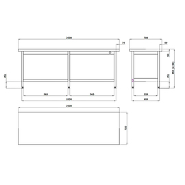 work table without ground floor L 2200 mm W 700 mm H 850 mm product photo  S