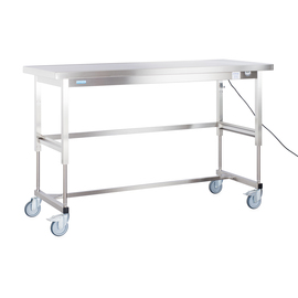 work table height-adjustable wheeled without ground floor L 1400 mm W 700 mm H 850 - 1150 mm product photo