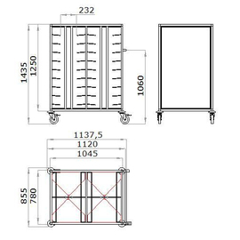 tray clearing trolley TAWALU 2/36 DT 125-B with push handle | light grey product photo  S