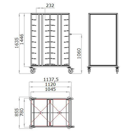 tray clearing trolley TAWALU 2/36 DT 150-B with push handle | light grey product photo  S