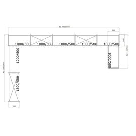 standing rack NORM 20 U-shape | 2962 mm | 4900 mm | 1487 mm x 500 mm H 1800 mm product photo