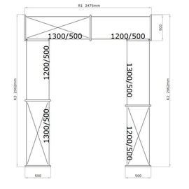 standing rack NORM 20 U-shape | 2475 mm | 2962 mm x 500 mm H 1800 mm product photo