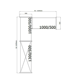 standing rack NORM 12 LS-shape | 2275 mm | 1504 mm 500 mm H 1800 mm | 4 plastic grid shelf (shelves) product photo
