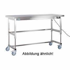 work table stainless steel wheeled with intermediate floor 700 mm x 2000 mm H 850 mm product photo