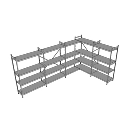 standing shelf NORM 12 L-shape L-shaped L 2775 | 3854 mm | closed shelf board(s) product photo