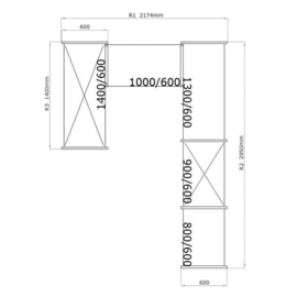 standing shelf NORM 25 stainless steel U-shaped | depth 600 mm H 1800 mm product photo  S