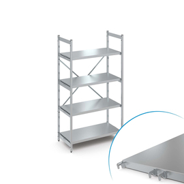 standing shelf NORM 35 | stainless steel closed shelf board(s) L 900 mm T 510 mm H 1800 mm product photo