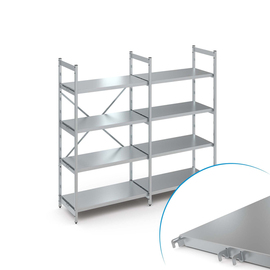 standing shelf NORM 35 | stainless steel closed shelf board(s) L 2600 mm T 510 mm H 1800 mm product photo