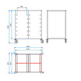 tray clearing trolley 2/24 EN TAWALU  | 530 x 370 mm  H 1435 mm product photo  S