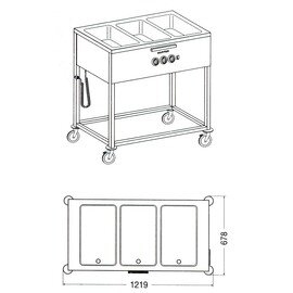food serving trolley SPA/EB-3 LS heatable  • 3 basins product photo