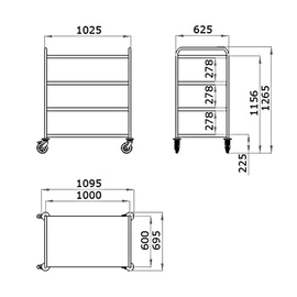 serving trolley SW 10x6/4 | 4 shelves | Rolls are air identical product photo  S