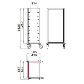 tray clearing trolley 1/9 L-EN TAWALU | 530 x 370 mm H 1435 mm product photo  S