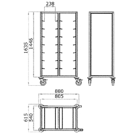 tray clearing trolley with special profile | 455 x 355 mm product photo