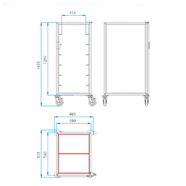 tray clearing trolley TAWALU 1/12 B-GN-175  | 530 x 325 mm  H 1435 mm product photo  S