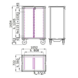 tray trolley TTW/M 2/20 EN 115-L PK H 1655 mm product photo  S
