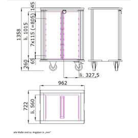 tray trolley TTW/M 2/16 1/1GN 115-L H 1359 mm | 2 wing doors product photo  S