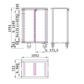 tray trolley TTW/M 2/20 L-EN-115 H 1592 mm | 2 wing doors product photo  S