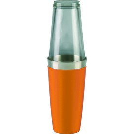 00139-VC-O Boston Cocktail-Shaker mit griffigem Vinylüberzug, orange, ohne Mixingglas, 830 ml, Ø oberer Rand 90mm, Höhe 180 mm product photo