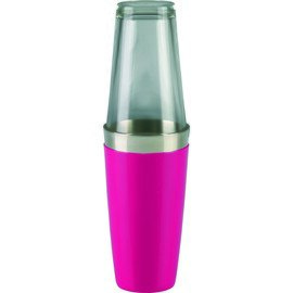 Boston cocktail shaker with vinyl cover, pink, complete with mixing glass product photo