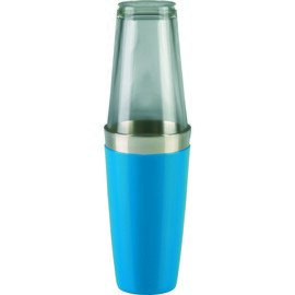 Boston cocktail shaker with vinyl cover, turquoise, complete with mixing glass product photo